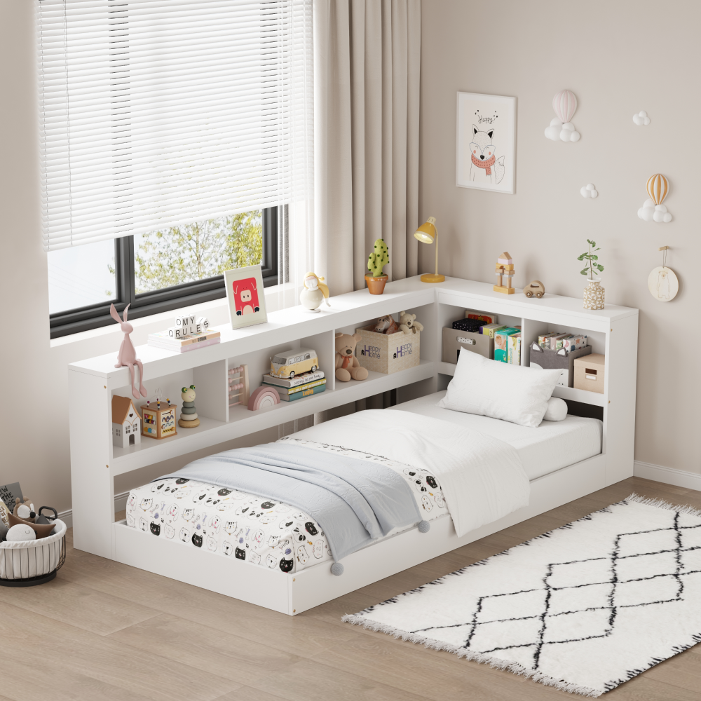 Posteľ s roštom, biela, 90x200, TOSIA