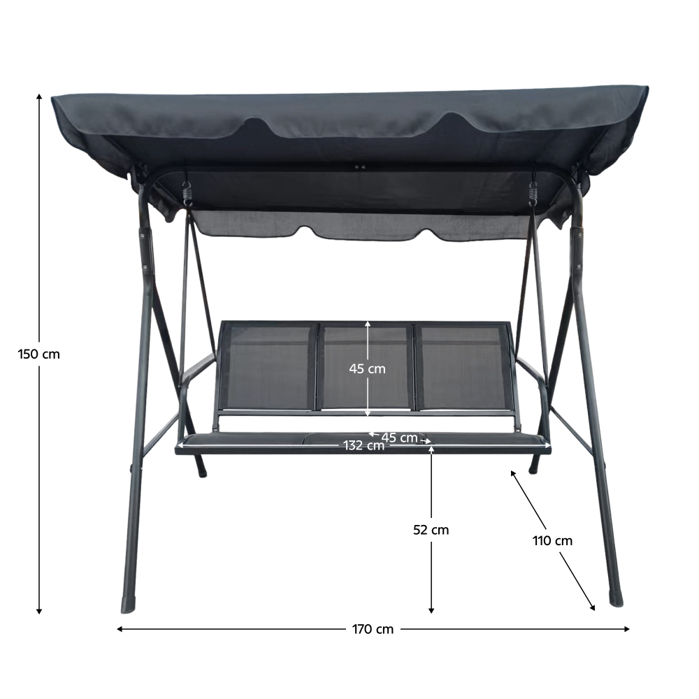 Záhradná hojdačka, sivá, ZERA