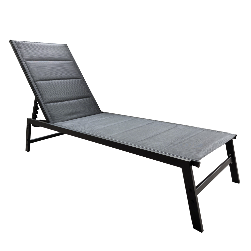 Polohovací zahradní lehátko, černá, LOPEZ