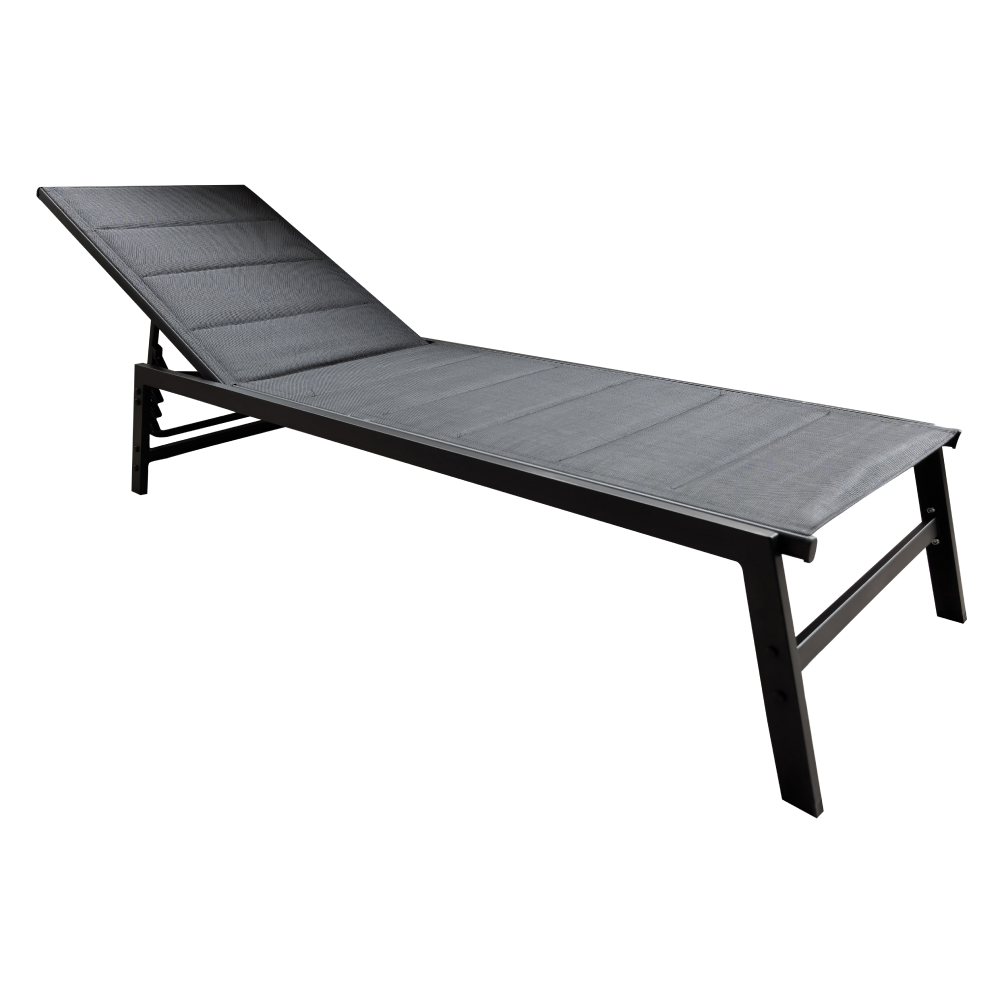 Polohovacie záhradné lehátko, čierna, LOPEZ