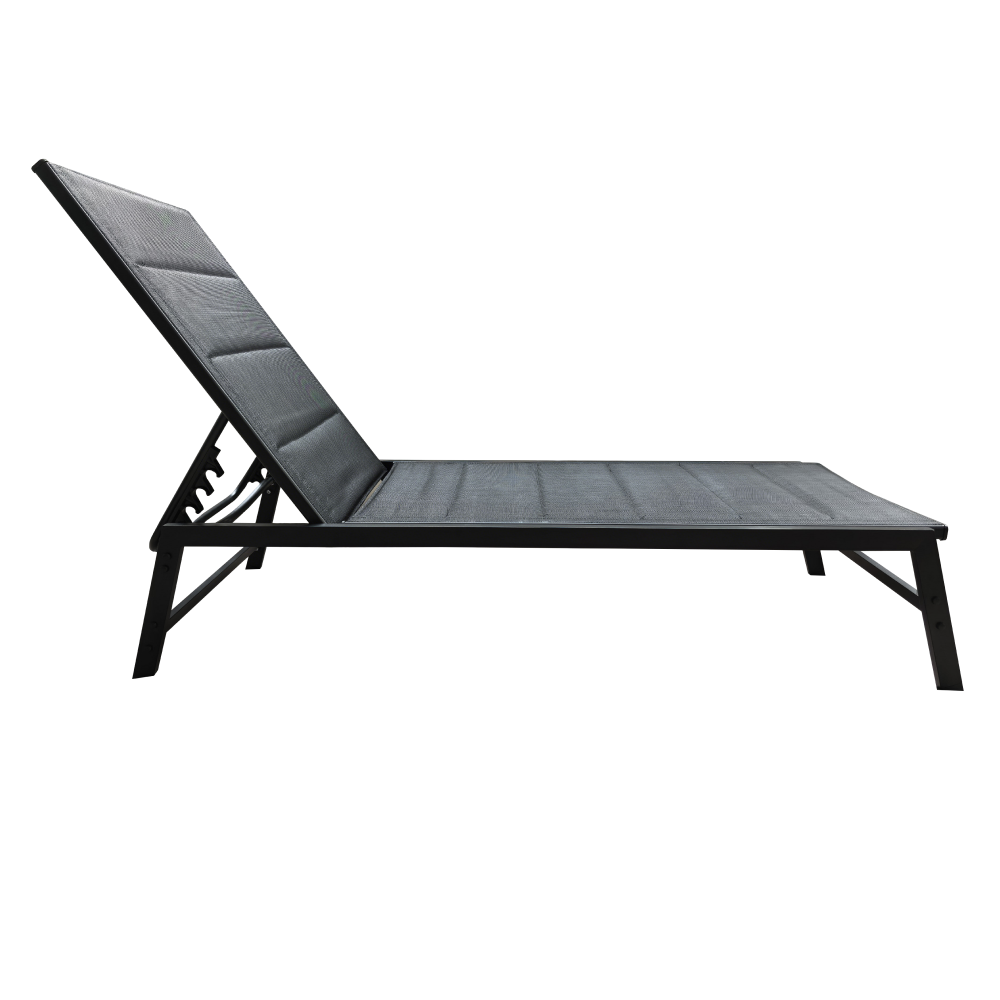 Polohovacie záhradné lehátko, čierna, LOPEZ