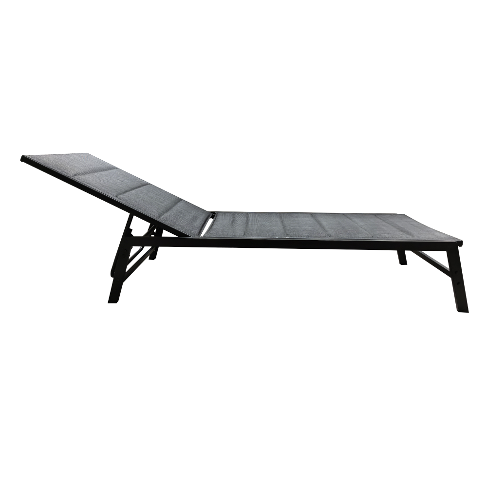 Polohovacie záhradné lehátko, čierna, LOPEZ