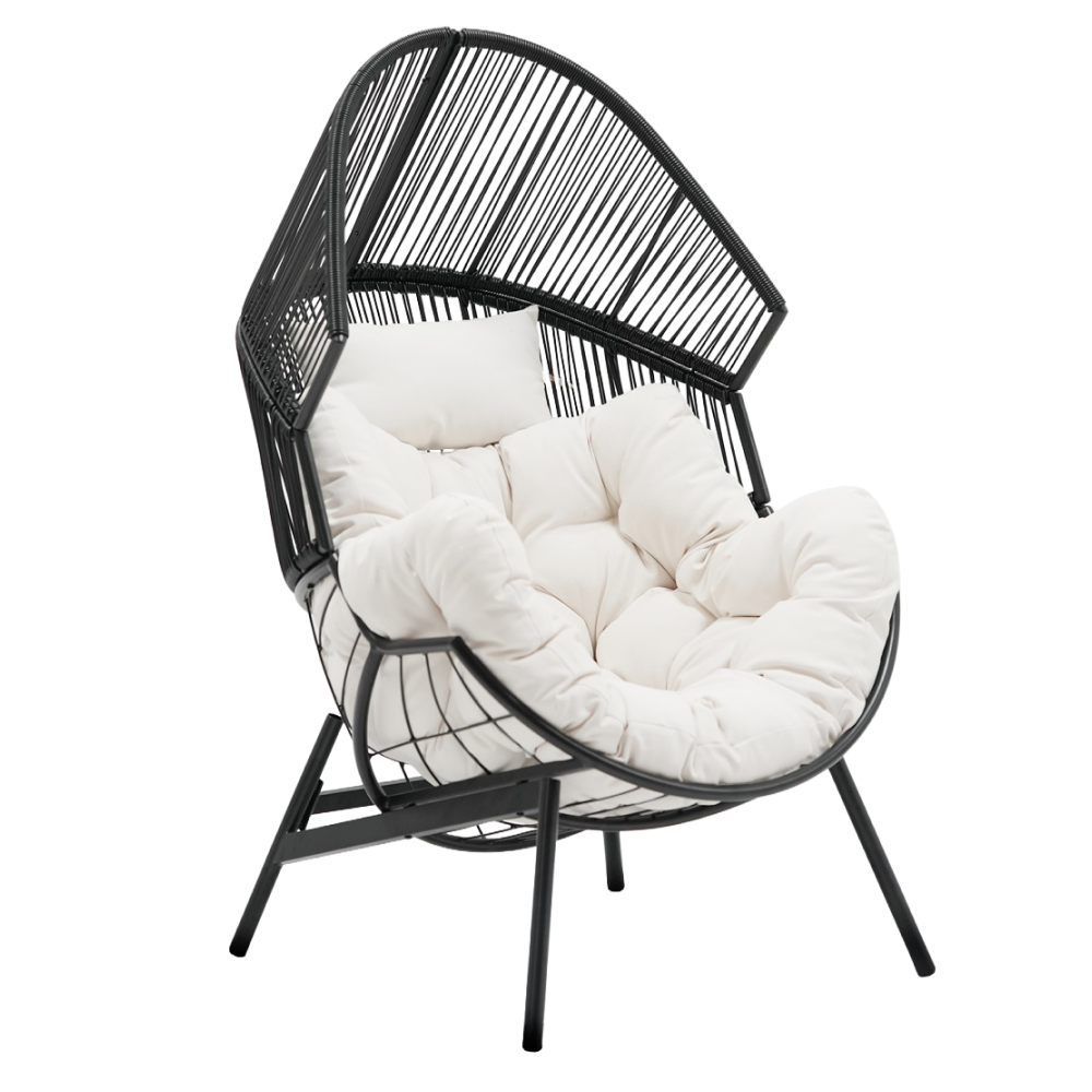 Záhradné kreslo, čierna/biela, NEO