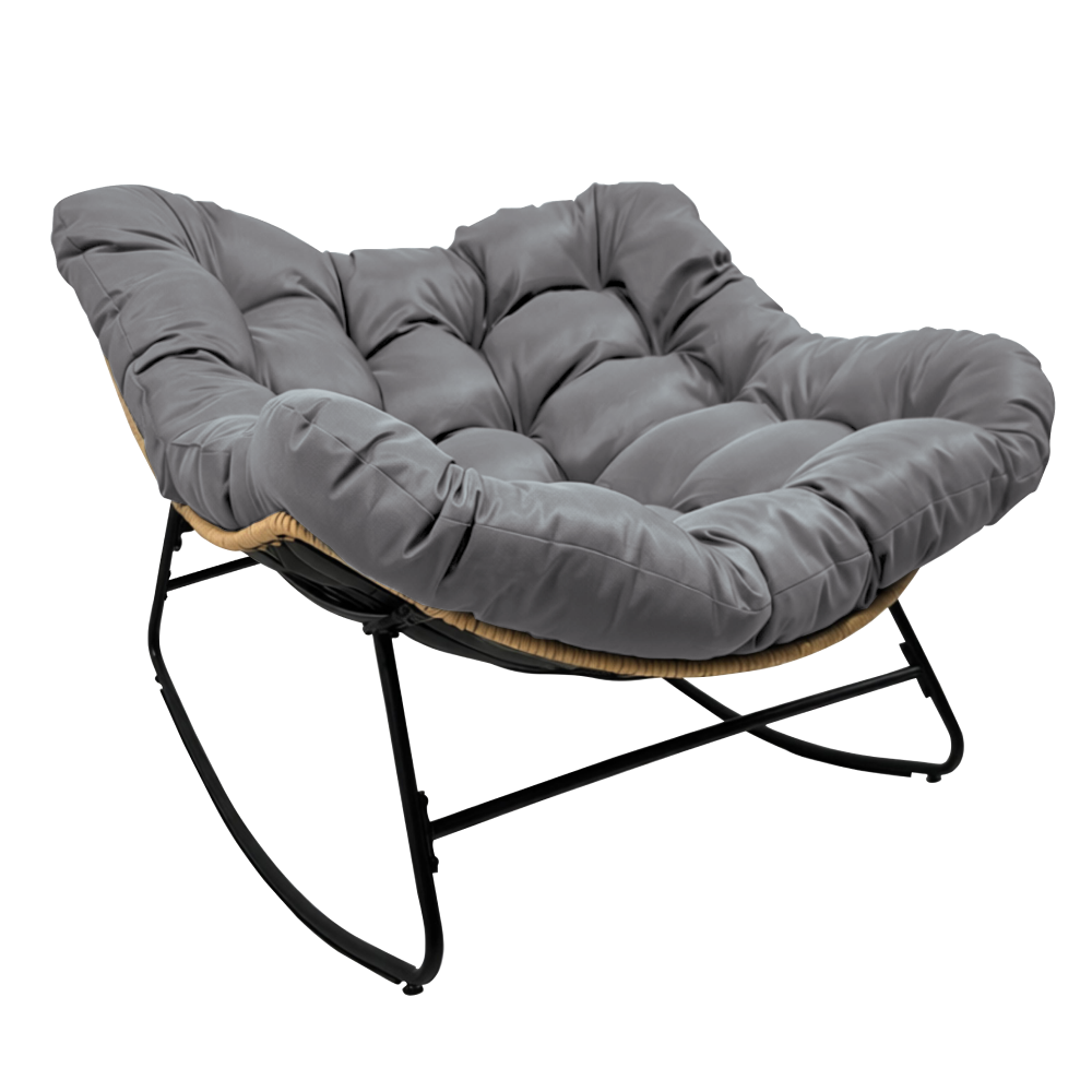 Zahradní houpací křeslo, černá/hnědá/šedá, DEVNER