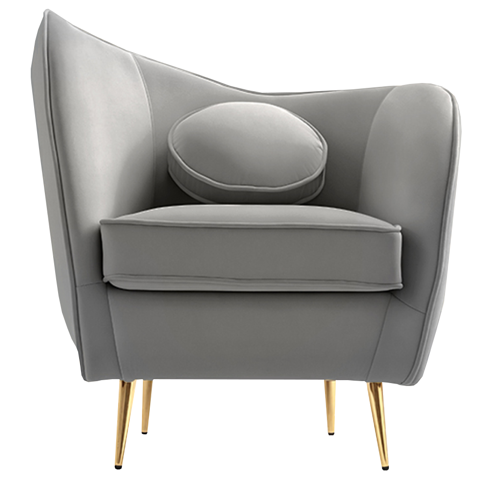 Dizajnové kreslo, sivá Velvet látka/gold chróm zlatá, EZIO