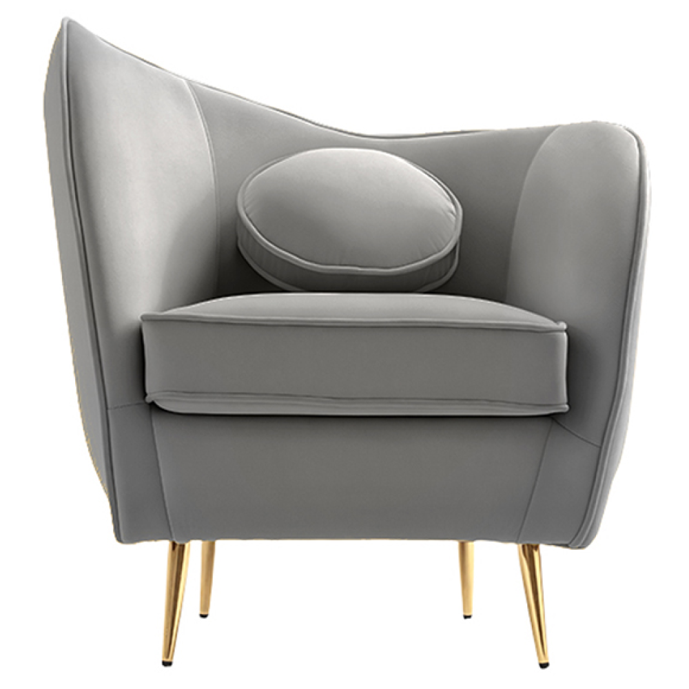 Dizajnové kreslo, sivá Velvet látka/gold chróm zlatá, EZIO