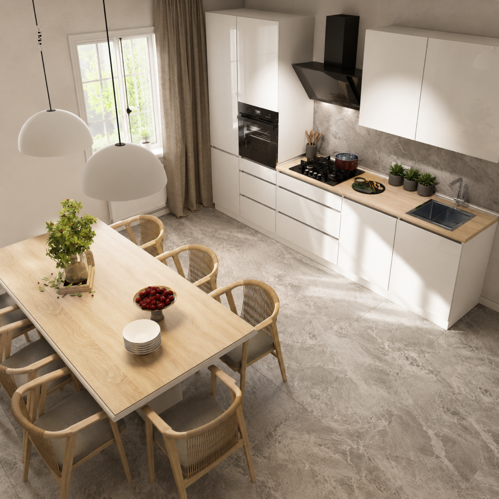 Kuchynská linka, 3,3 m, biela extra vysoký lesk HG/biela , ASTI