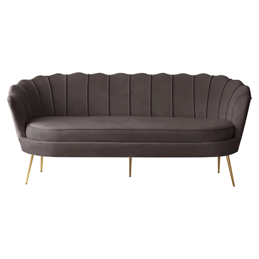 Luxusná pohovka, 3-sed, sivohnedá Velvet látka/zlatá, Art-deco, NOBLEO TYP 2