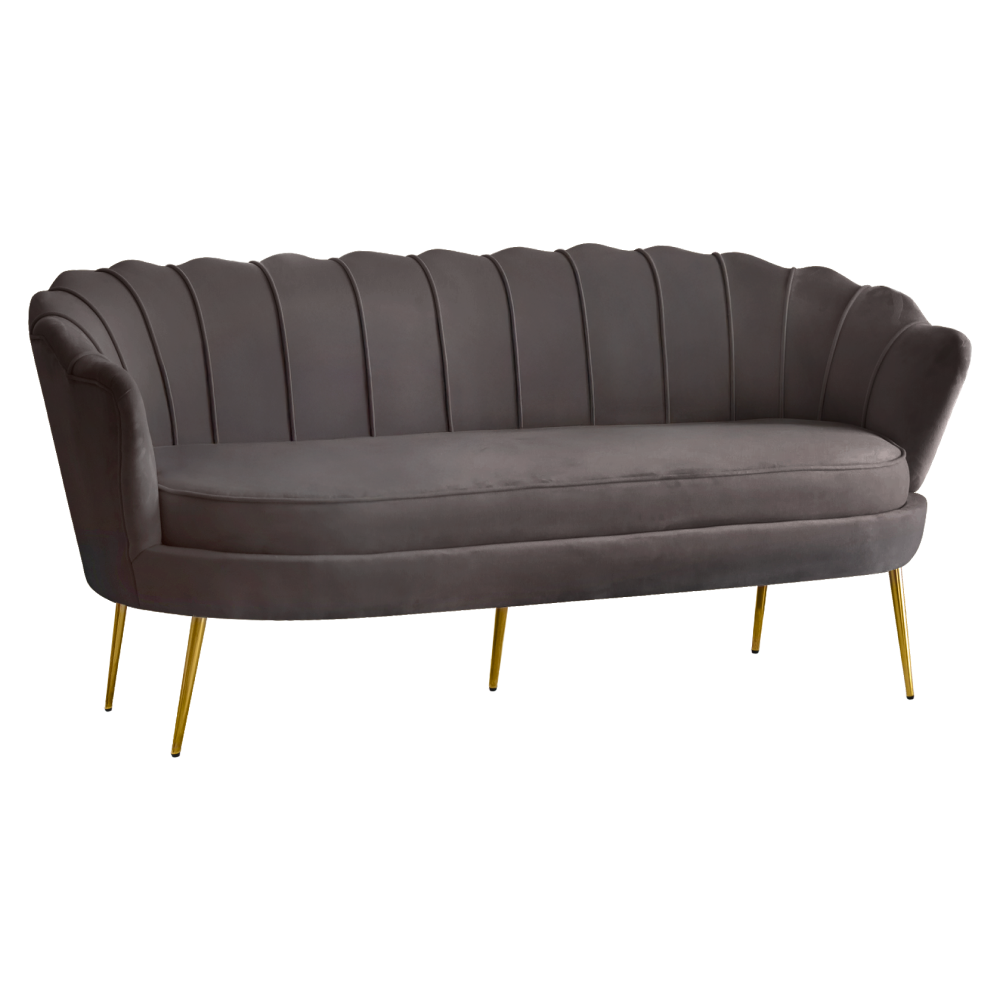 Luxusná pohovka, 3-sed, sivohnedá Velvet látka/zlatá, Art-deco, NOBLEO TYP 2