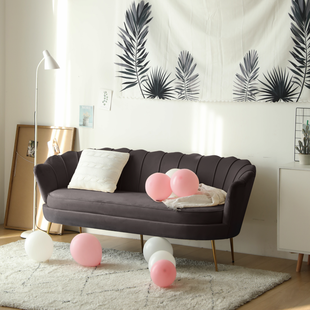 Luxusná pohovka, 3-sed, sivohnedá Velvet látka/zlatá, Art-deco, NOBLEO TYP 2