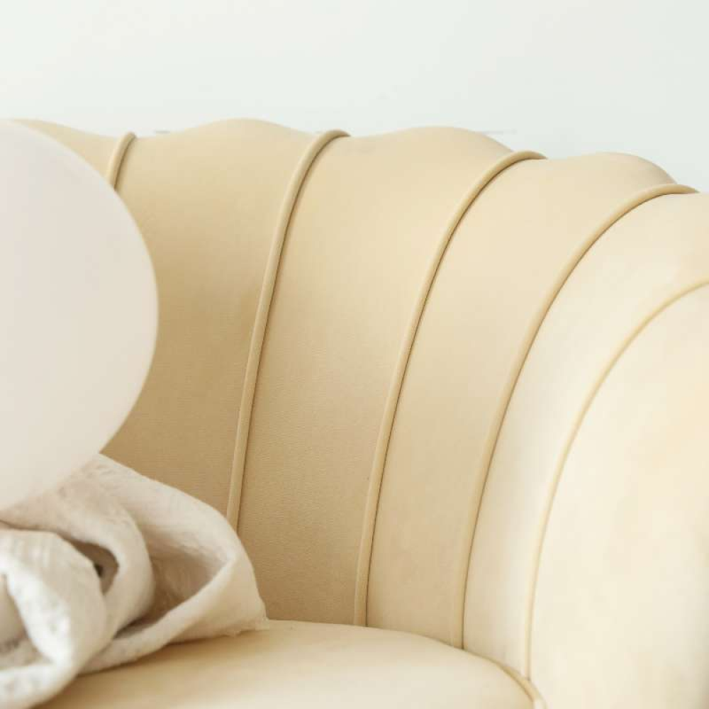Kreslo v štýle Art-deco, béžová Velvet látka/gold chróm zlatý, NOBLEO