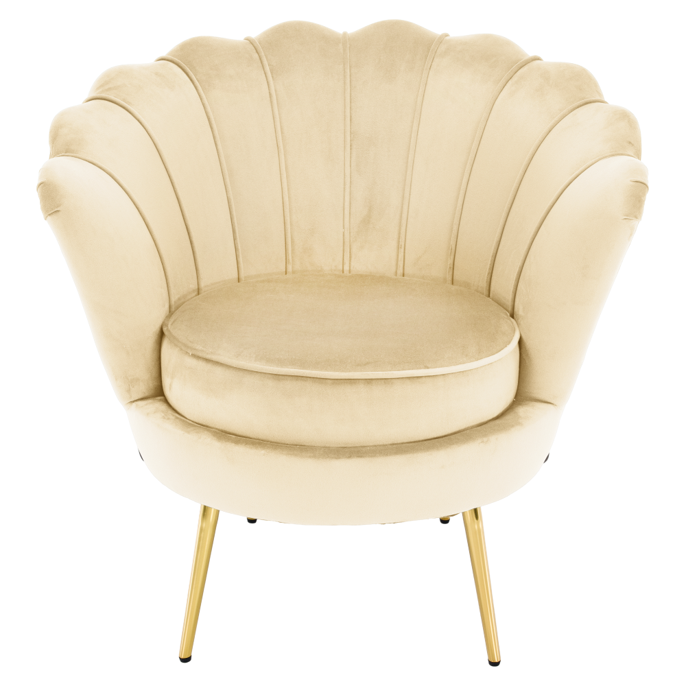 Kreslo v štýle Art-deco, béžová Velvet látka/gold chróm zlatý, NOBLEO