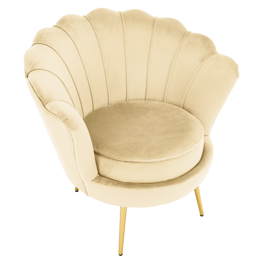 Kreslo v štýle Art-deco, béžová Velvet látka/gold chróm zlatý, NOBLEO