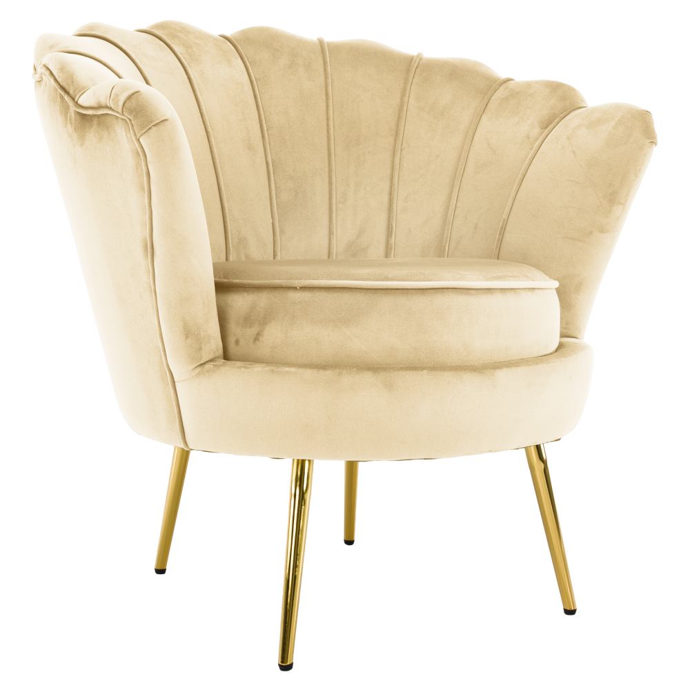 Kreslo v štýle Art-deco, béžová Velvet látka/gold chróm zlatý, NOBLEO