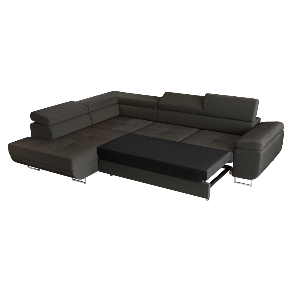 Rohová sedacia súprava, tmavosivá, ľavá, ANTON ROH