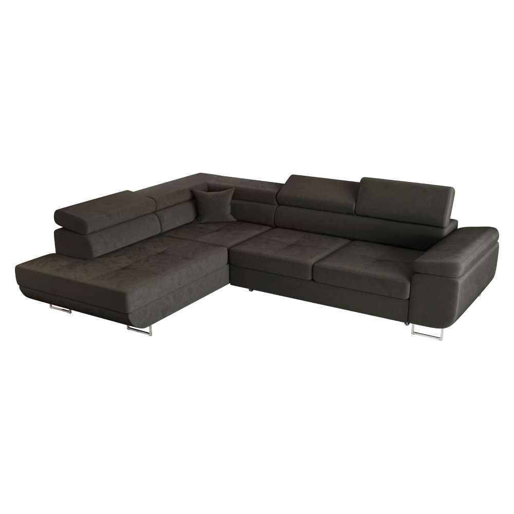 Rohová sedacia súprava, tmavosivá, ľavá, ANTON ROH