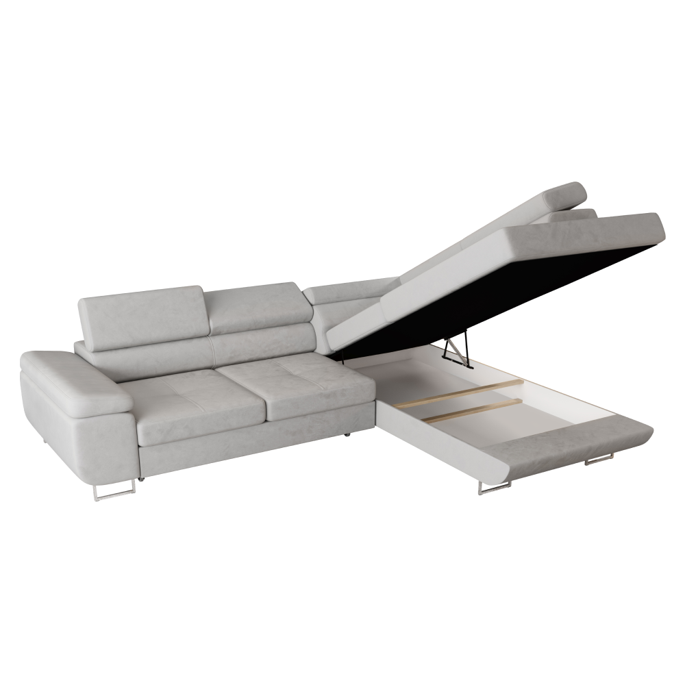 Rohová sedacia súprava, svetlosivá, pravá, ANTON ROH