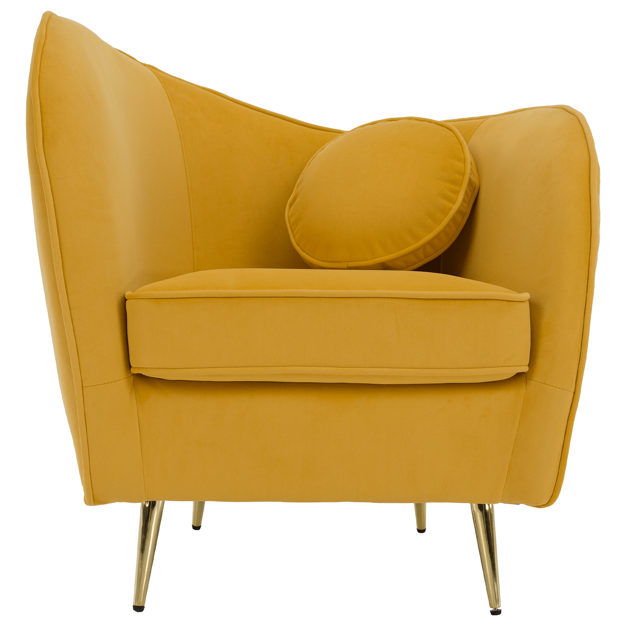 Dizajnové kreslo, žltá Velvet látka/gold chróm zlatá, EZIO