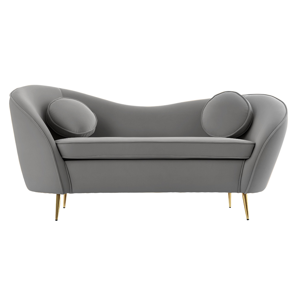 Dizajnový 2-sed, sivá Velvet látka/gold chróm zlatá, EZIO TYP 2