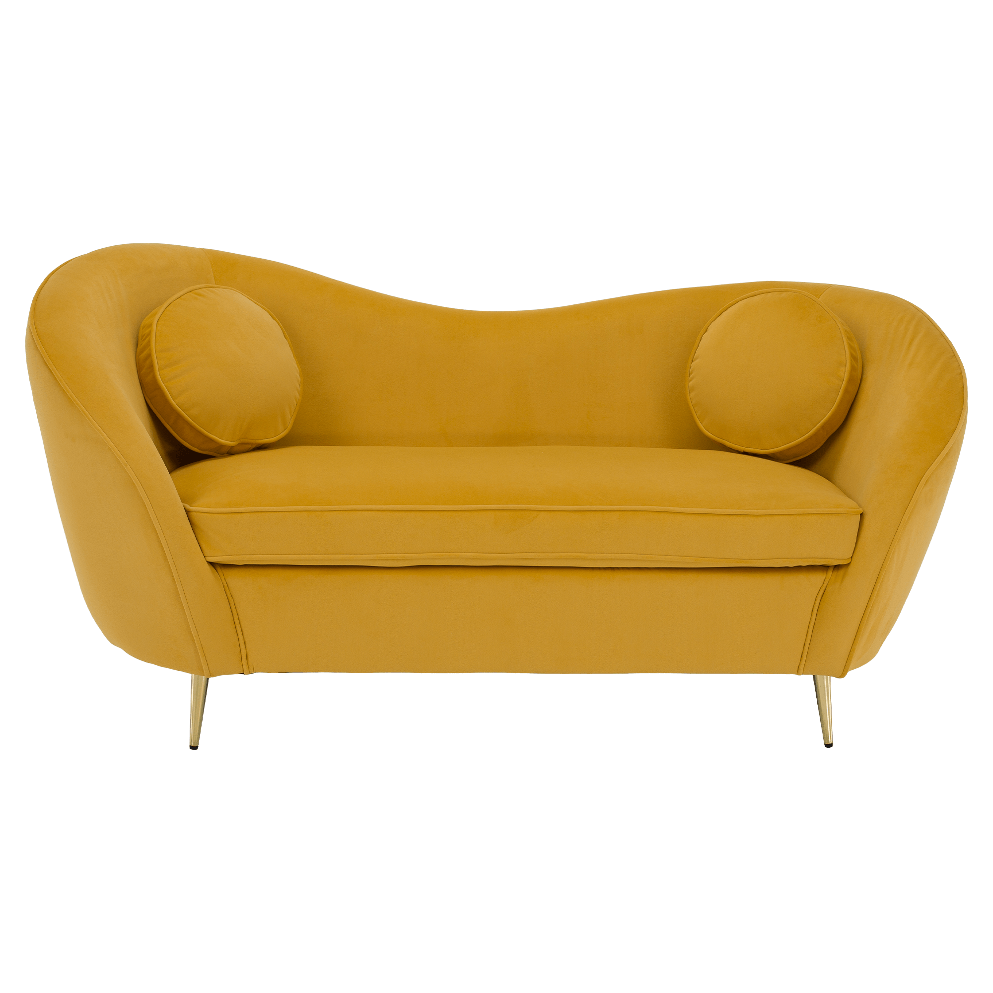 Dizajnový 2-sed, žltá Velvet látka/gold chróm zlatá, EZIO TYP 2
