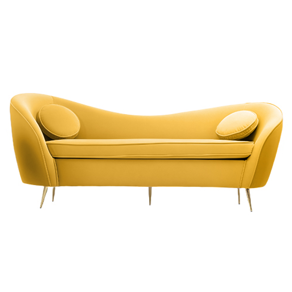 Dizajnový 3-sed, žltá Velvet látka/gold chróm zlatá, EZIO TYP 3