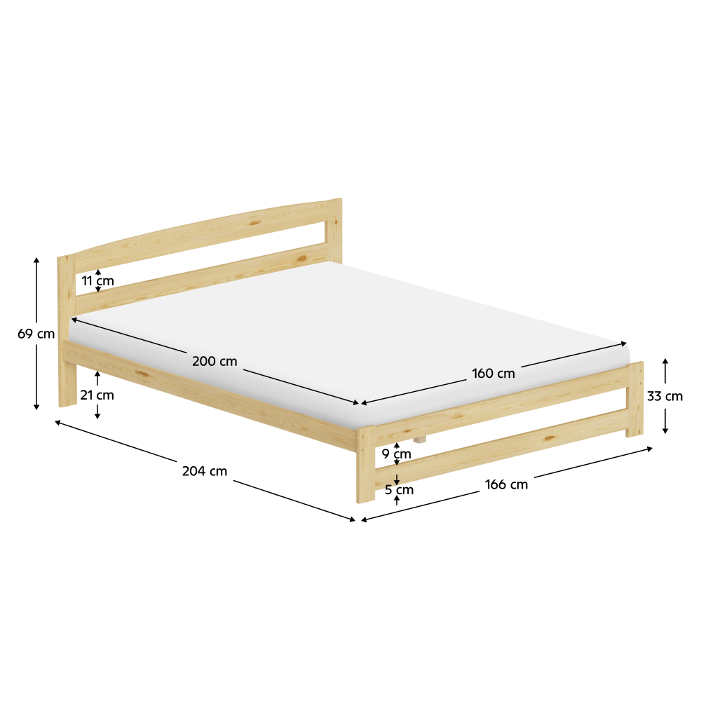 Posteľ s roštom, prírodná, 160x200, AZRA
