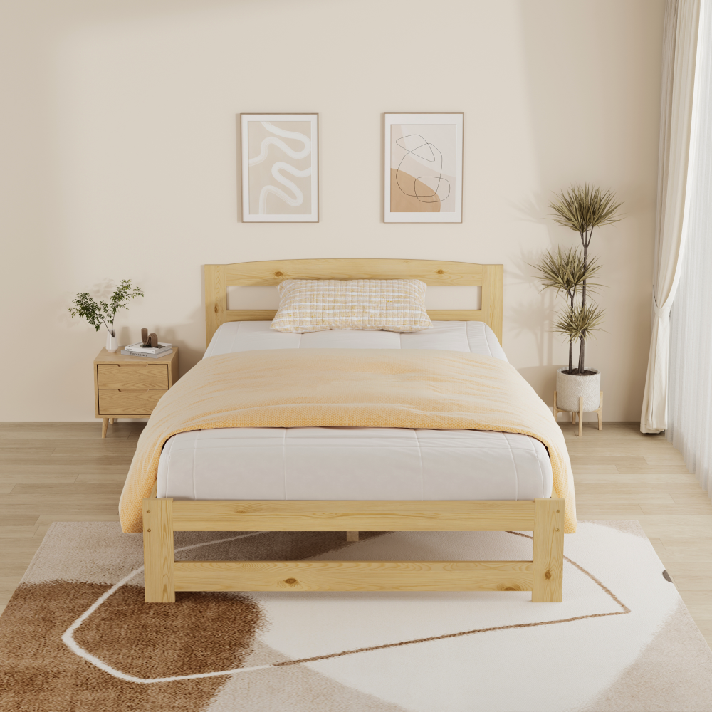 Posteľ s roštom, prírodná, 120x200, AZRA