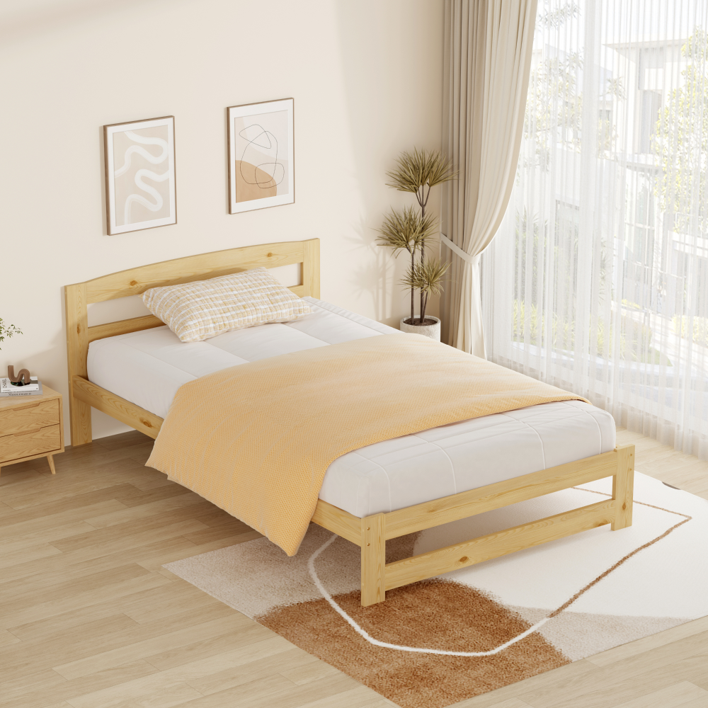 Posteľ s roštom, prírodná, 120x200, AZRA