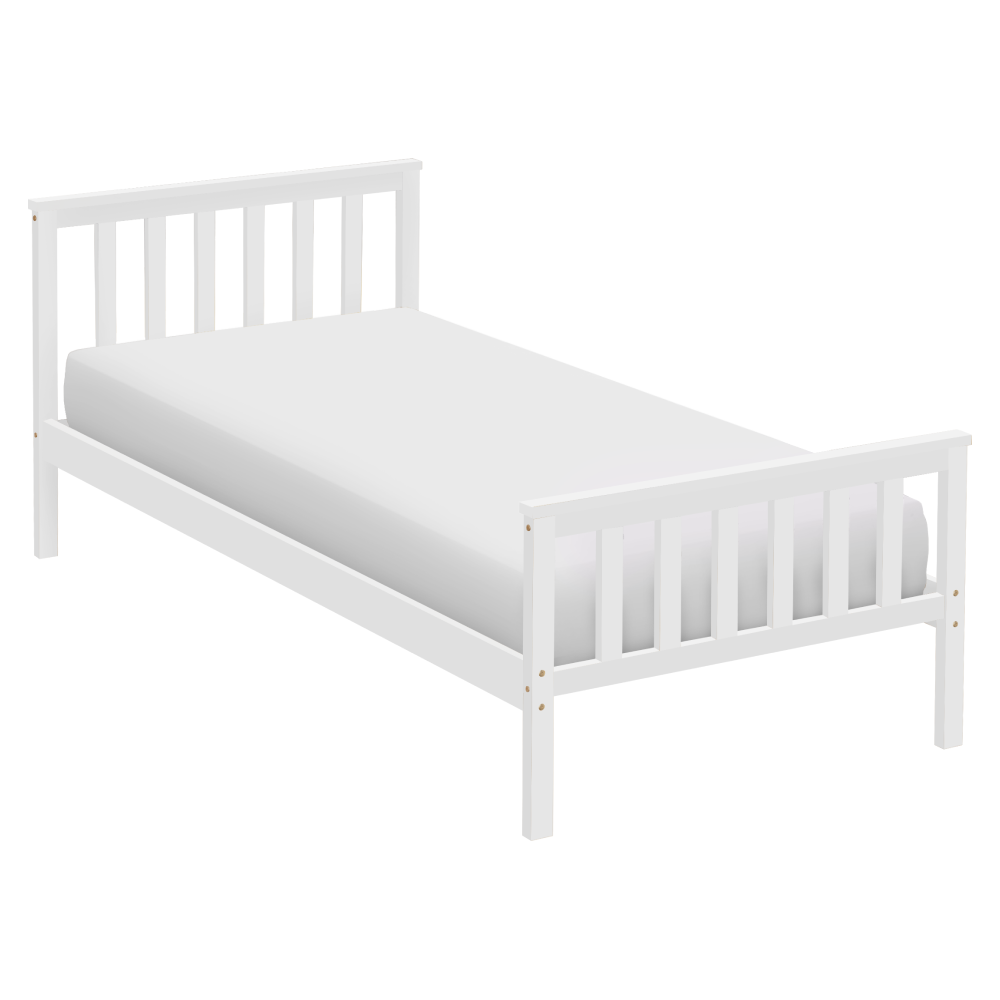 Posteľ s roštom, biela, 90x200, ANATRA