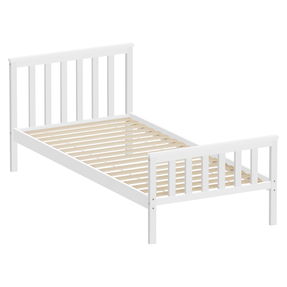 Posteľ s roštom, biela, 90x200, ANATRA