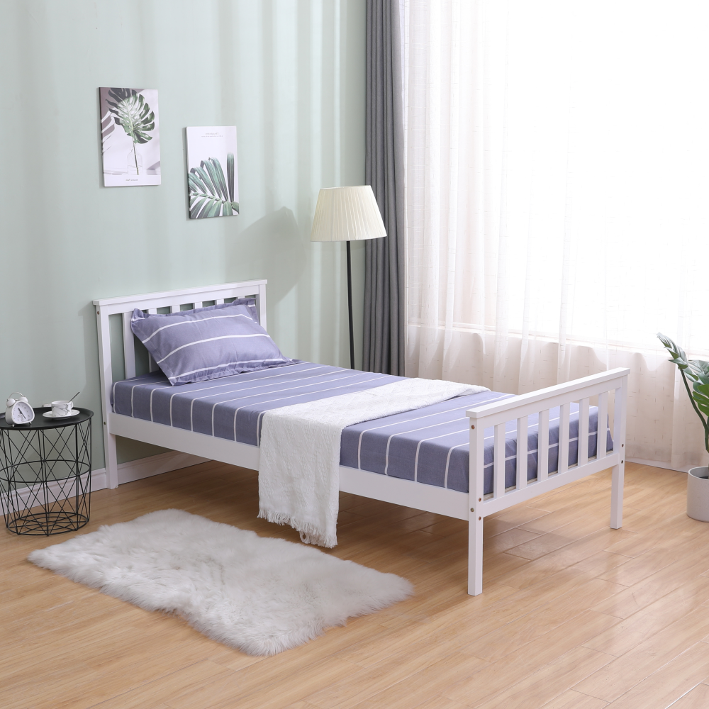 Posteľ s roštom, biela, 90x200, ANATRA