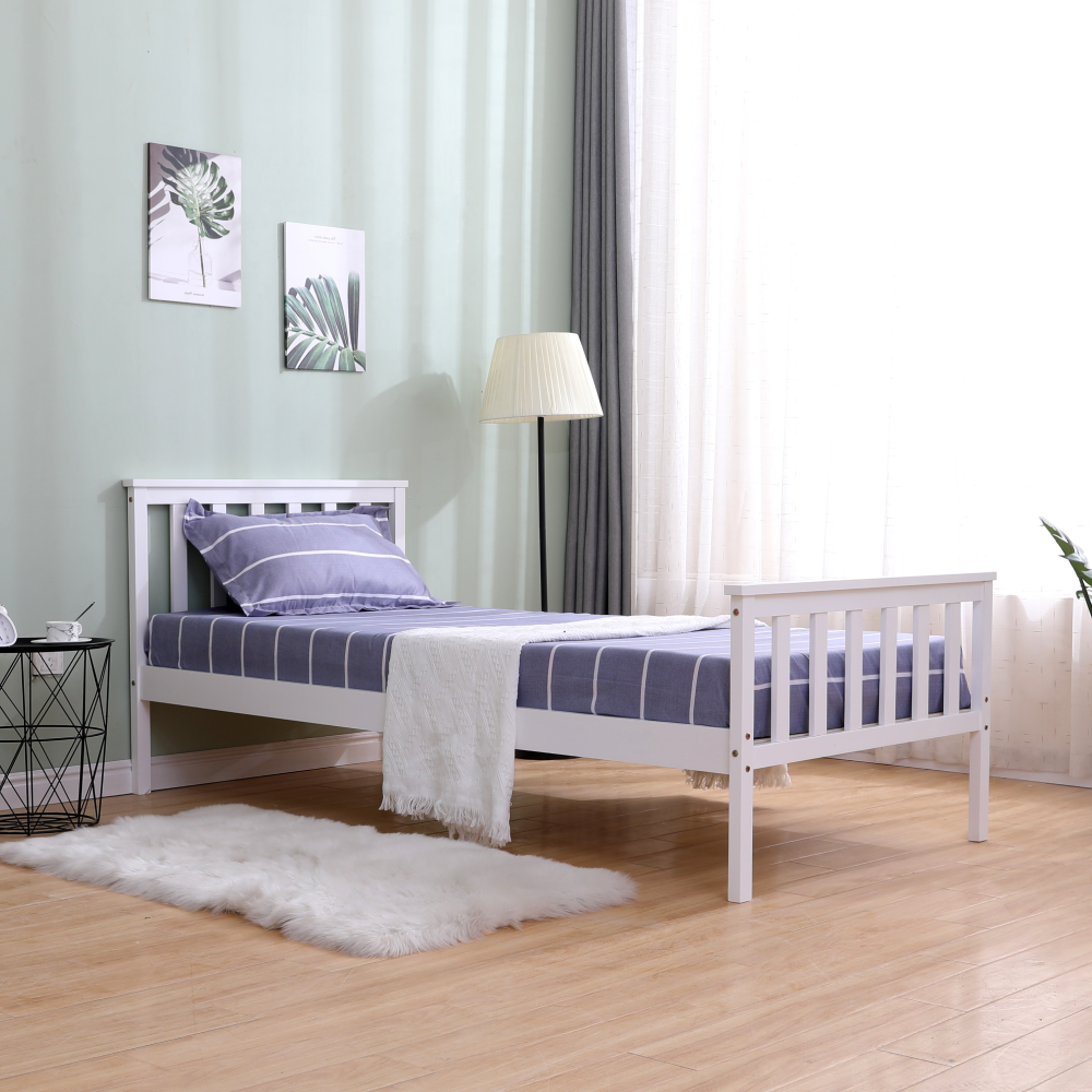 Posteľ s roštom, biela, 90x200, ANATRA