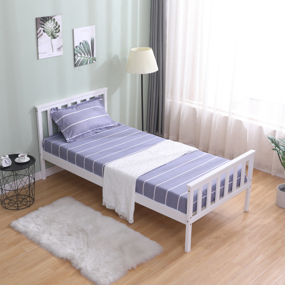 Posteľ s roštom, biela, 90x200, ANATRA