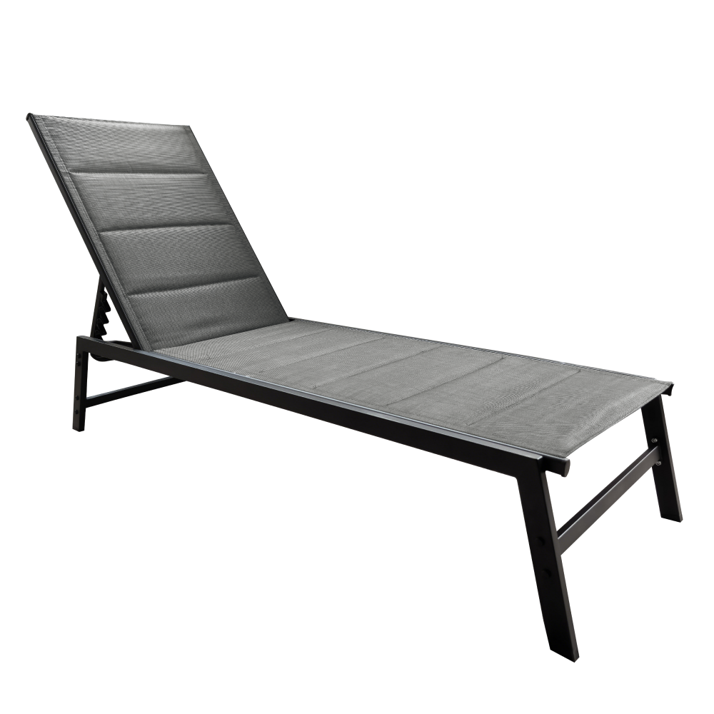 Polohovací zahradní lehátko, černá/šedá, LOPEZ