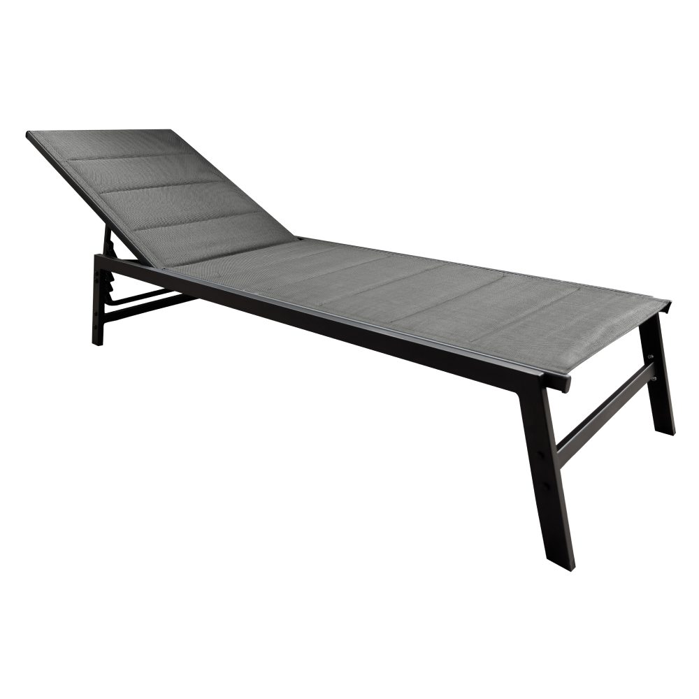 Polohovacie záhradné lehátko, čierna/sivá, LOPEZ