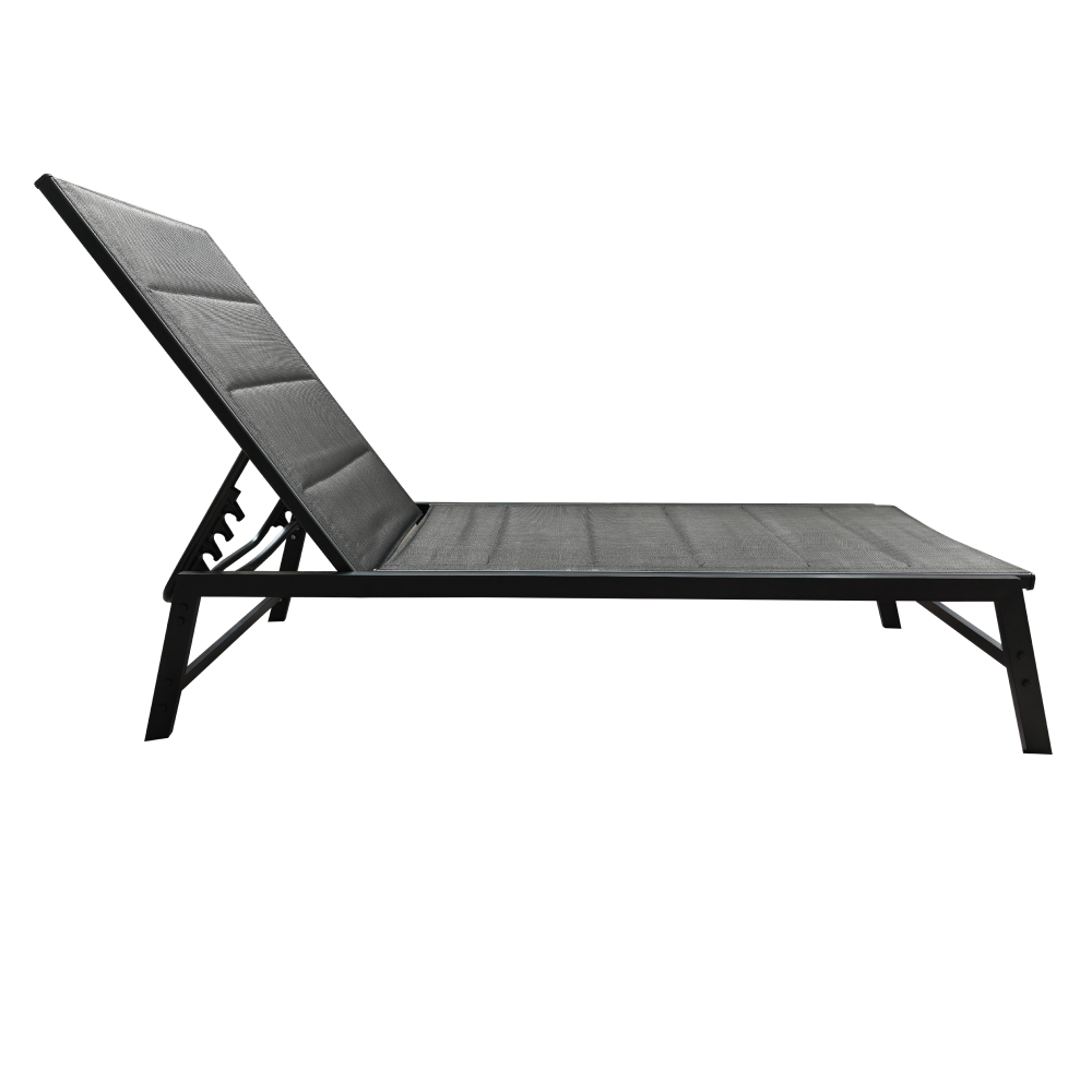 Polohovacie záhradné lehátko, čierna/sivá, LOPEZ