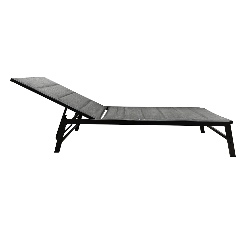 Polohovacie záhradné lehátko, čierna/sivá, LOPEZ