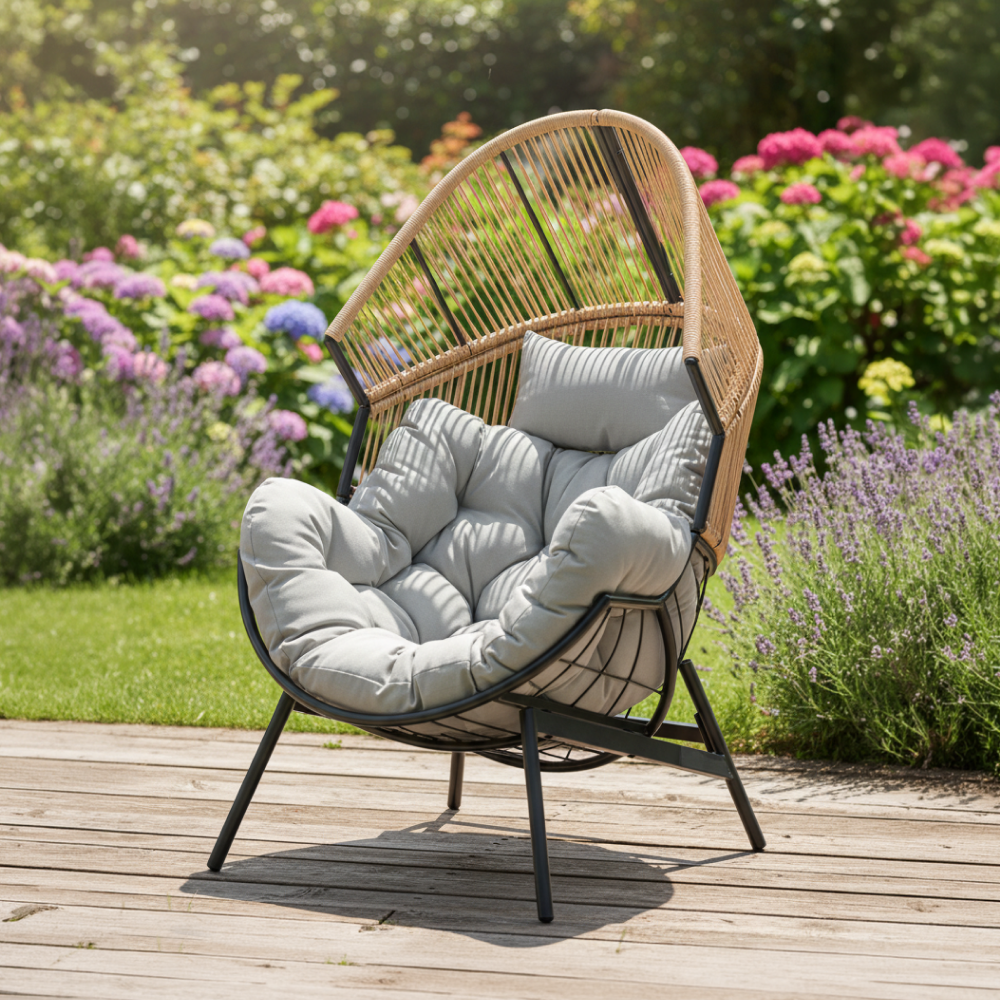 Záhradné kreslo, hnedá/sivá, NEO