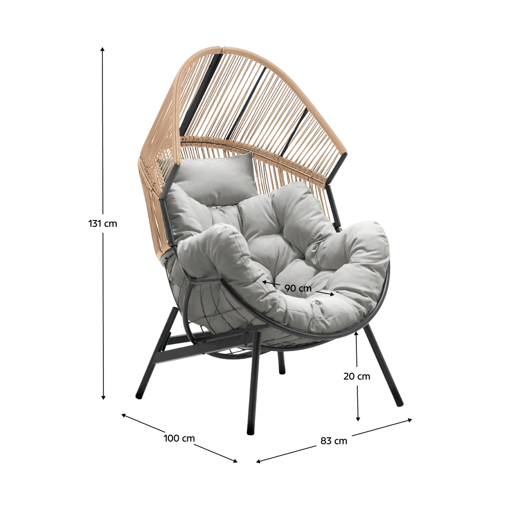 Záhradné kreslo, hnedá/sivá, NEO