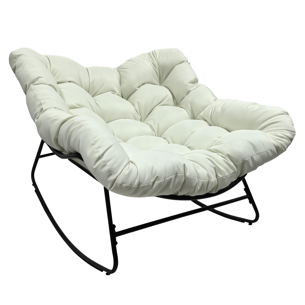 Zahradní houpací křeslo, béžová/černá, AVIS