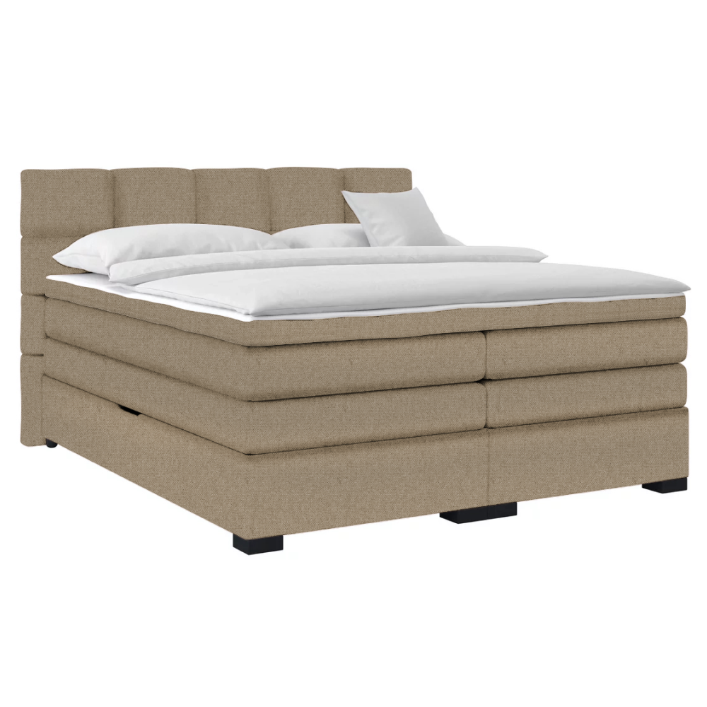 Boxspringová pocketová posteľ, 200x200, sivohnedá Taupe, APRIL