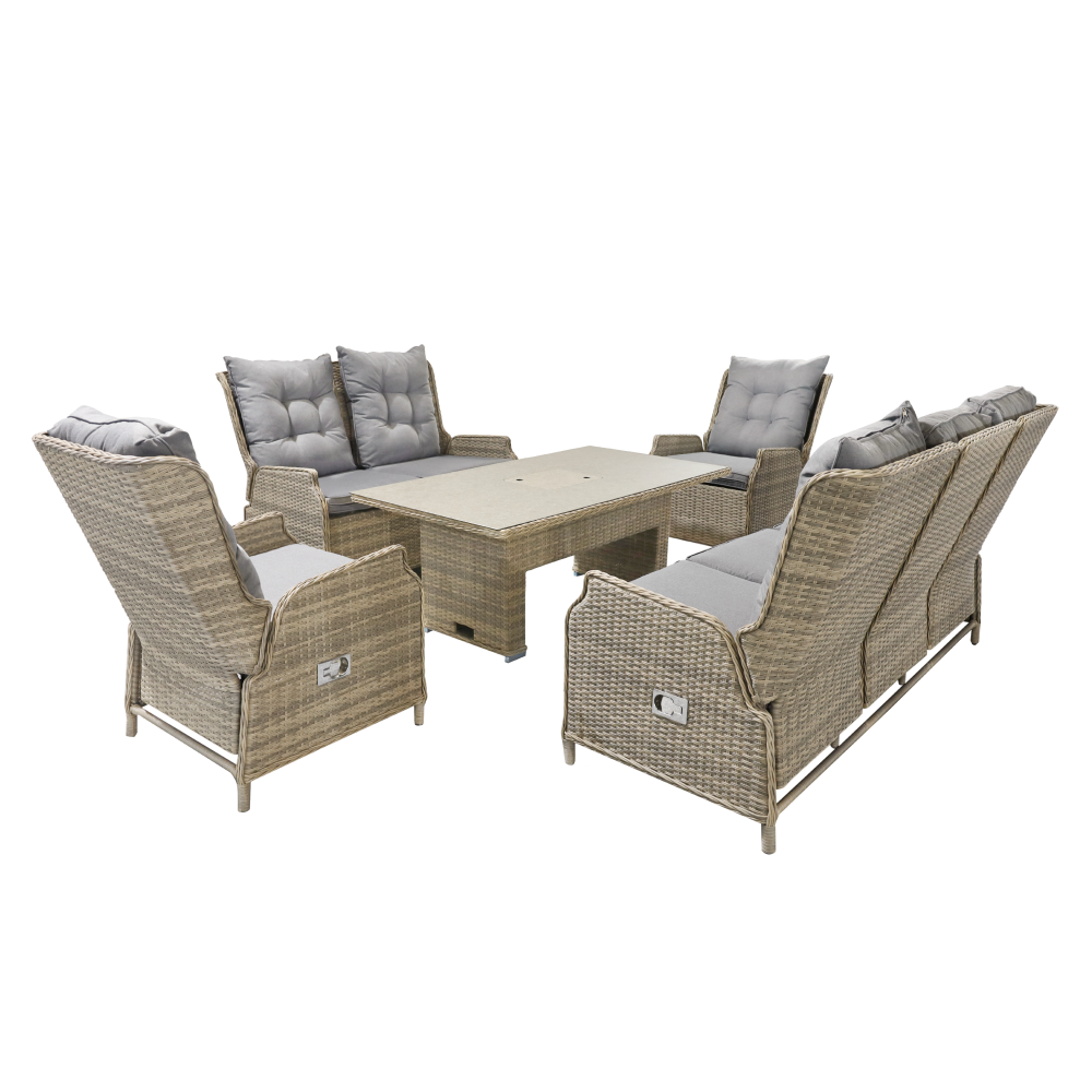 Zahradní 5-dílný ratanový set, hnědošedá/šedá, BRONTE