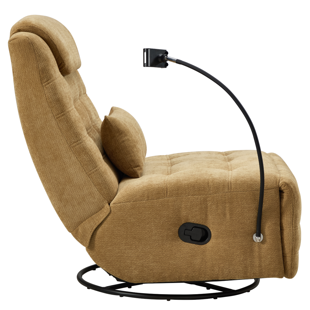 Luxusné otočné kreslo, hojdacie, horčicová, UMBRO