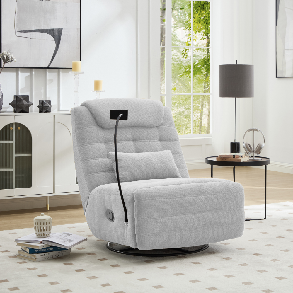 Luxusné otočné kreslo, hojdacie, svetlosivá, UMBRO