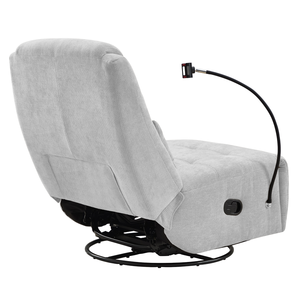 Luxusné otočné kreslo, hojdacie, svetlosivá, UMBRO