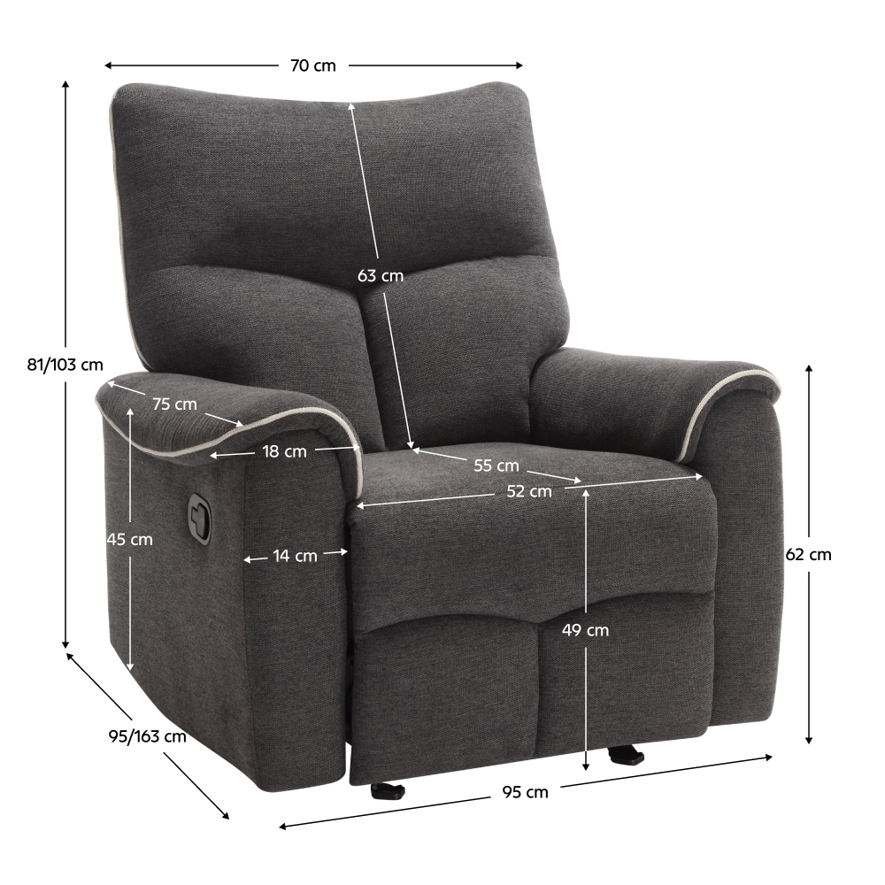Relaxačné kreslo, tmavosivá/svetlosivá, NADER