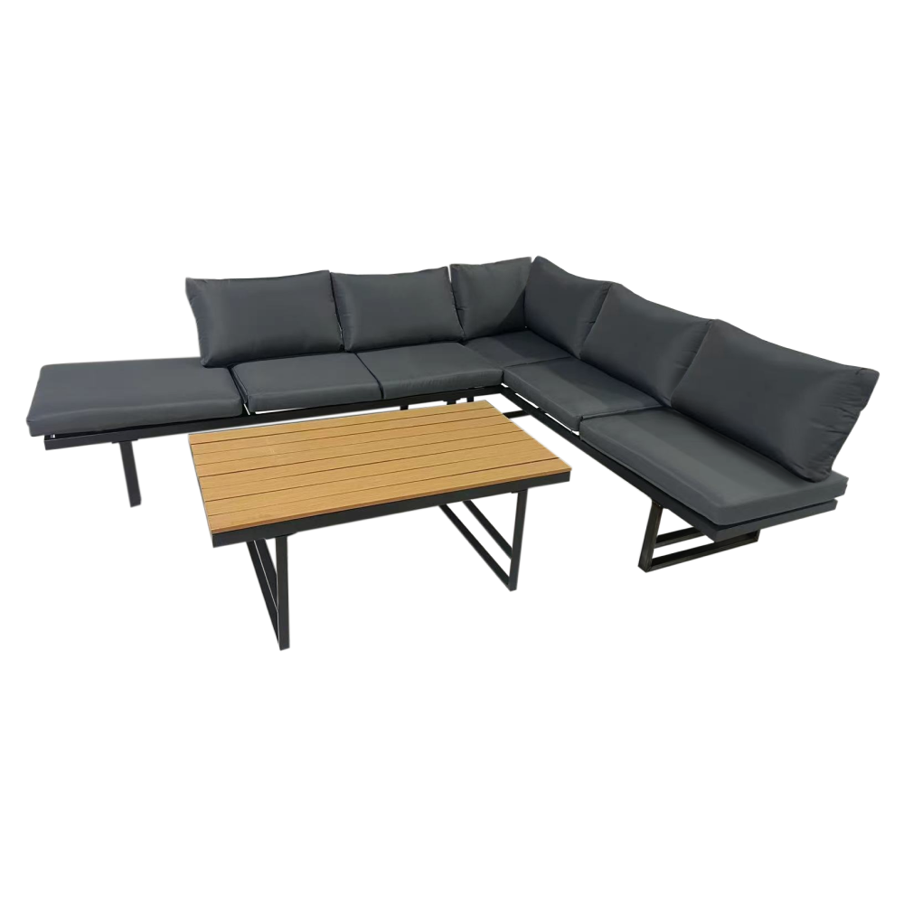 Zahradní set, černá/tmavě šedá/přírodní, ILARIA