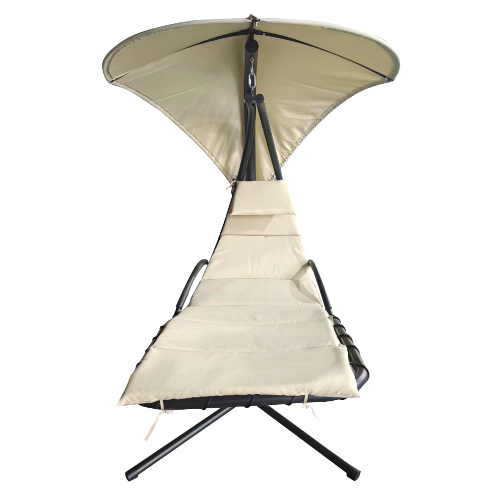 Zahradní houpací křeslo, béžová/černá, SPAVIN 2 NEW