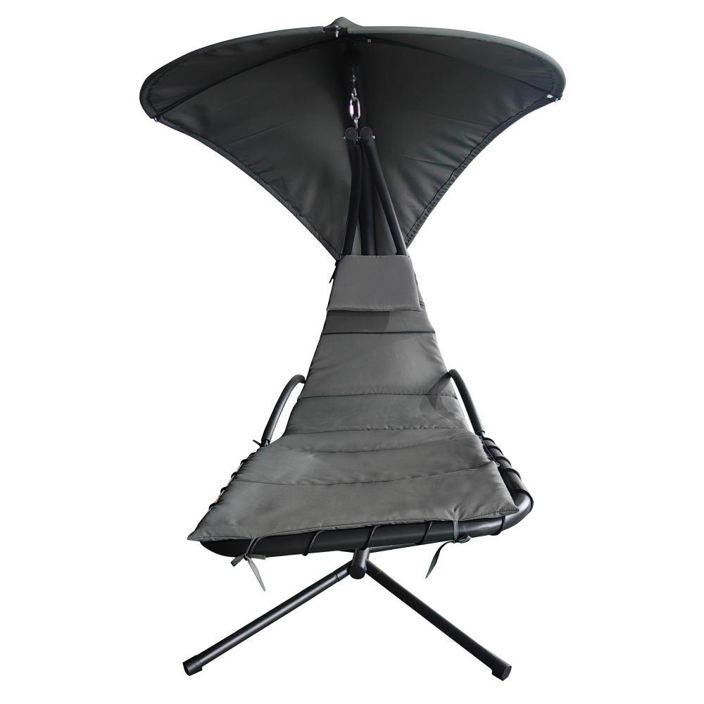 Zahradní houpací křeslo, šedá/černá, SPAVIN 2 NEW