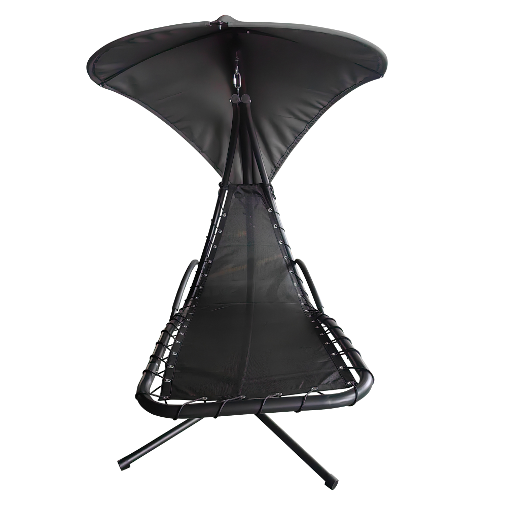 Záhradné hojdacie kreslo, sivá/čierna, SPAVIN 2 NEW